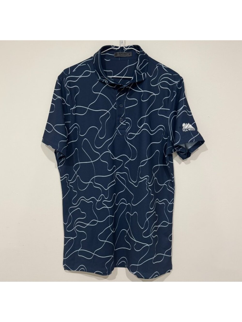 G/FORE x PGA West Mens Pencil Tech Pique Polo Shirt Size M Blue White Camo